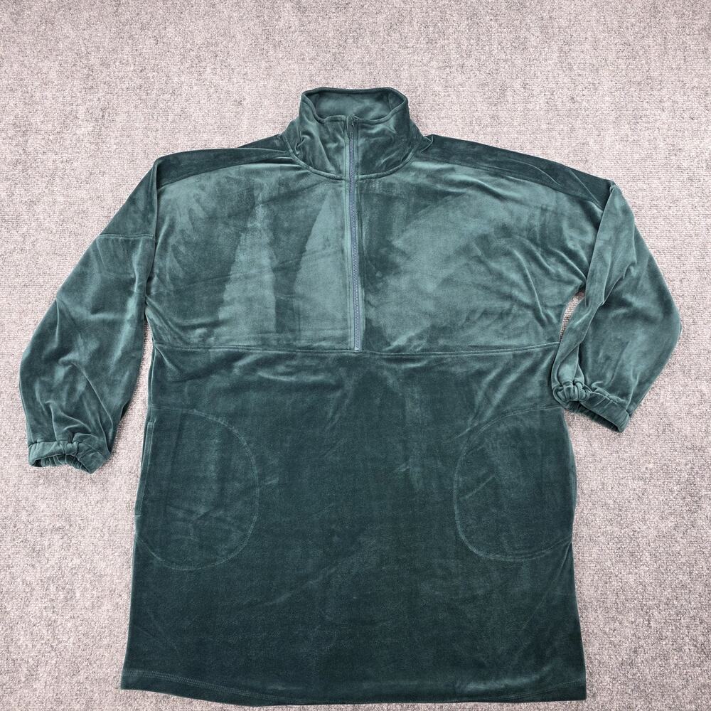 Anthropologie Sweater Dress Womens Medium Green Velour Saturday Sunday 1/4 Zip - Picture 4 of 16